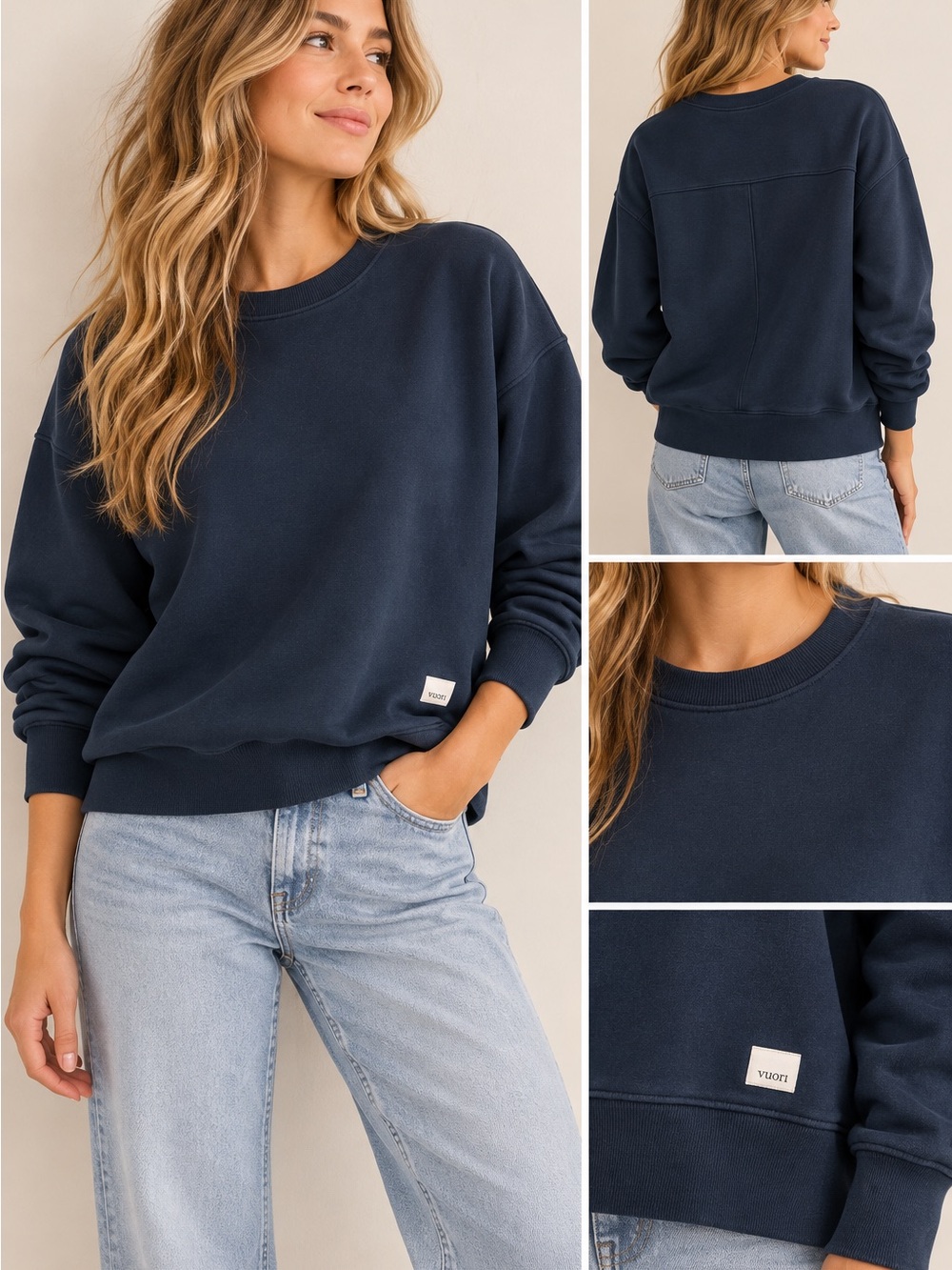 Vuori Navy Relaxed Crew Sweatshirt